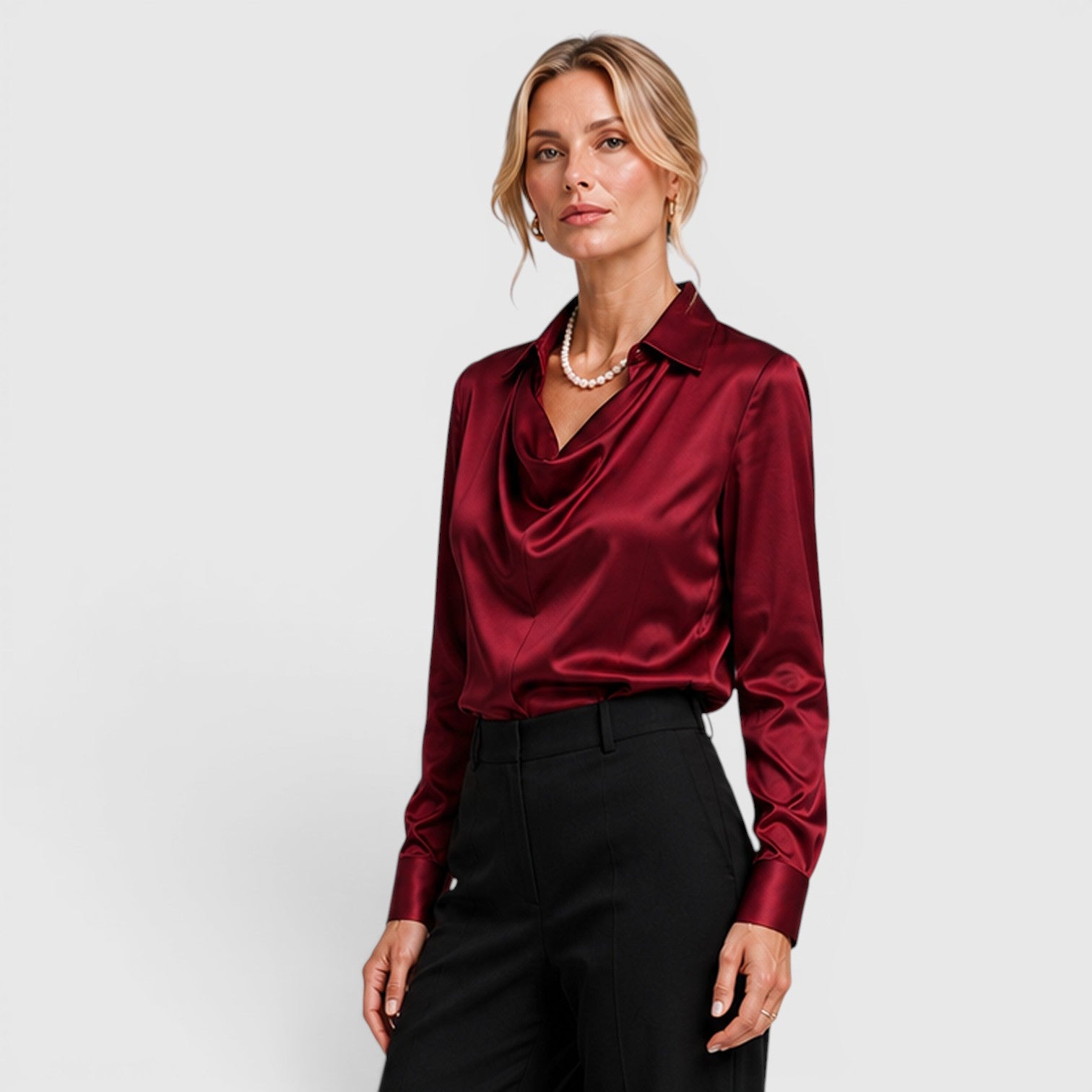 Monvaline | Women's Satin Blouse Elegant Lightweight Everyday Style