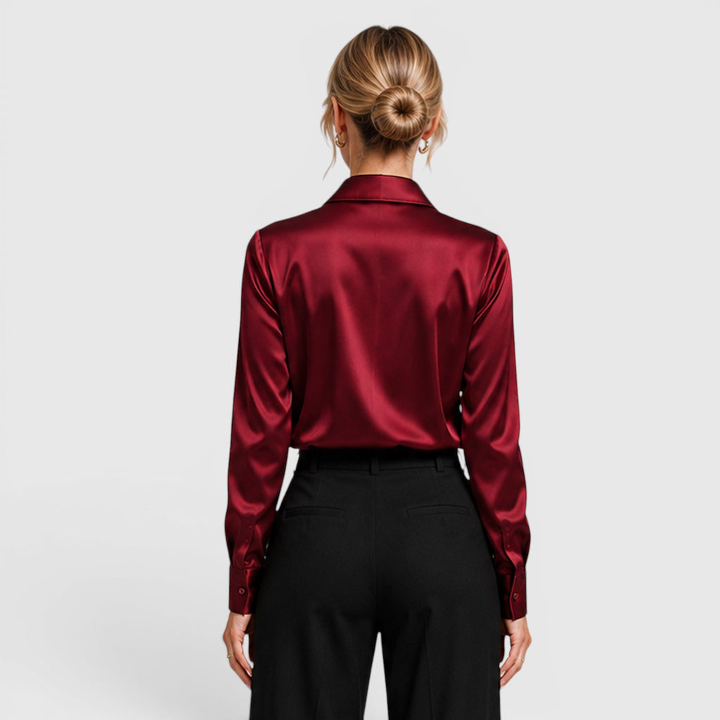 Monvaline | Women's Satin Blouse Elegant Lightweight Everyday Style