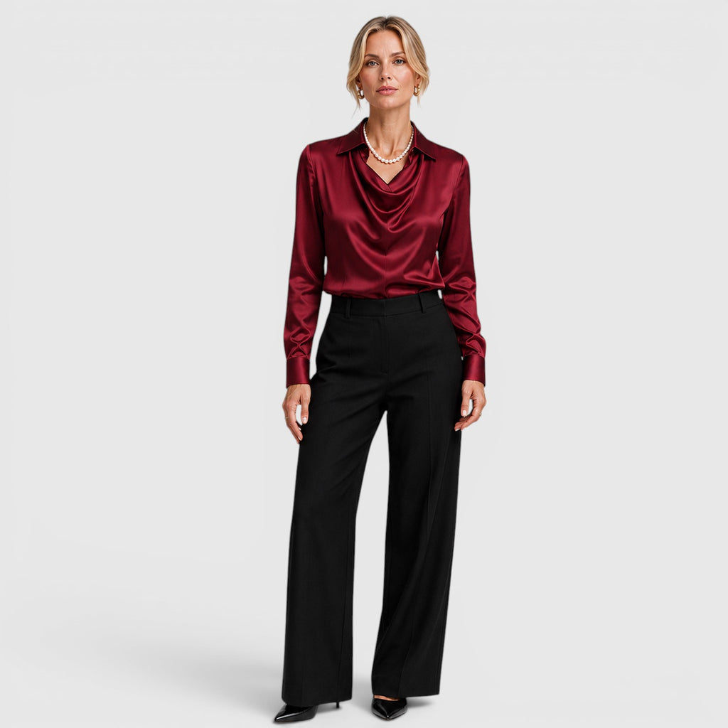 Monvaline | Women's Satin Blouse Elegant Lightweight Everyday Style