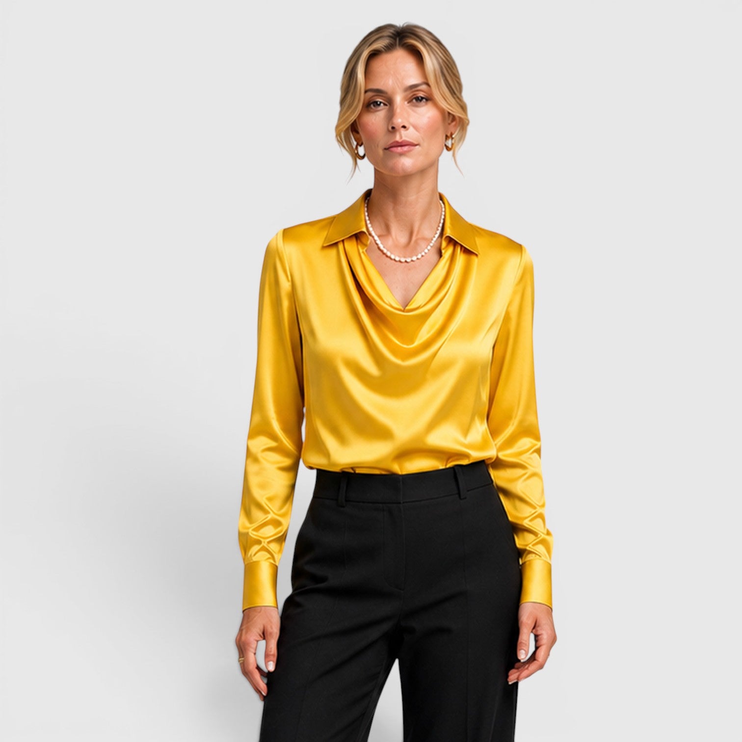 Monvaline | Women's Satin Blouse Elegant Lightweight Everyday Style