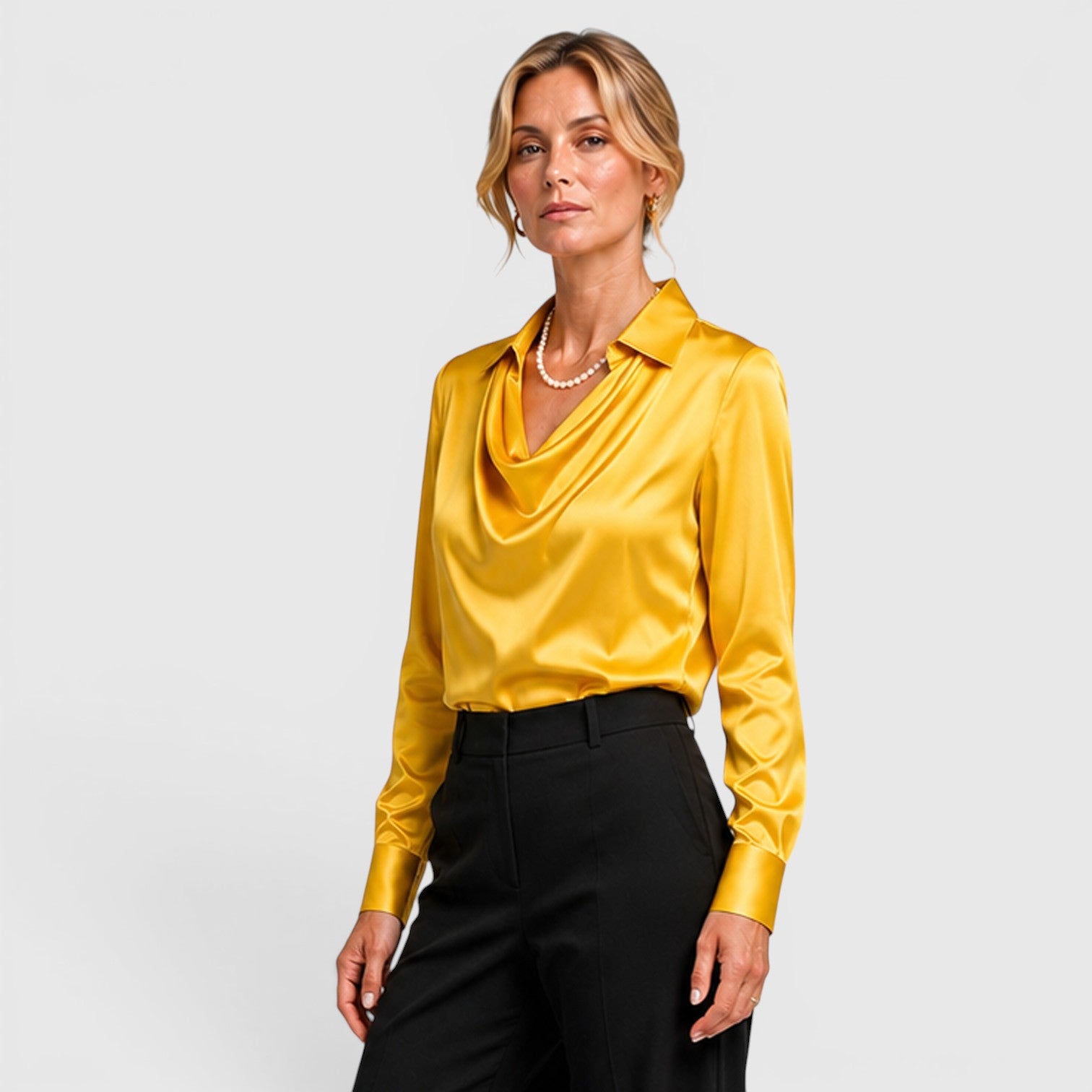 Monvaline | Women's Satin Blouse Elegant Lightweight Everyday Style
