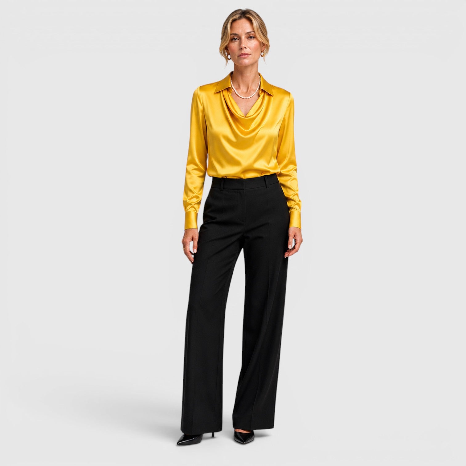 Monvaline | Women's Satin Blouse Elegant Lightweight Everyday Style