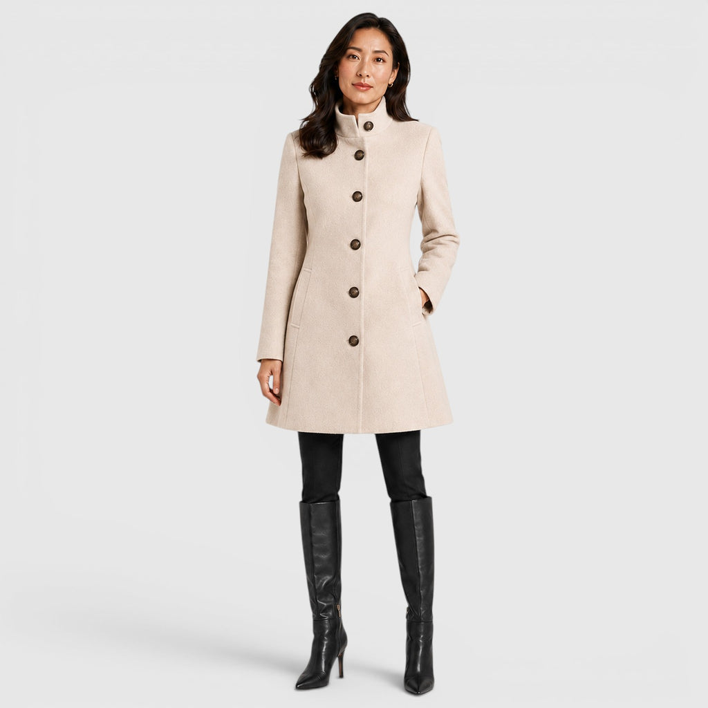 Monvaline | Women's Elegant Stand Collar Coat for Daily Outerwear