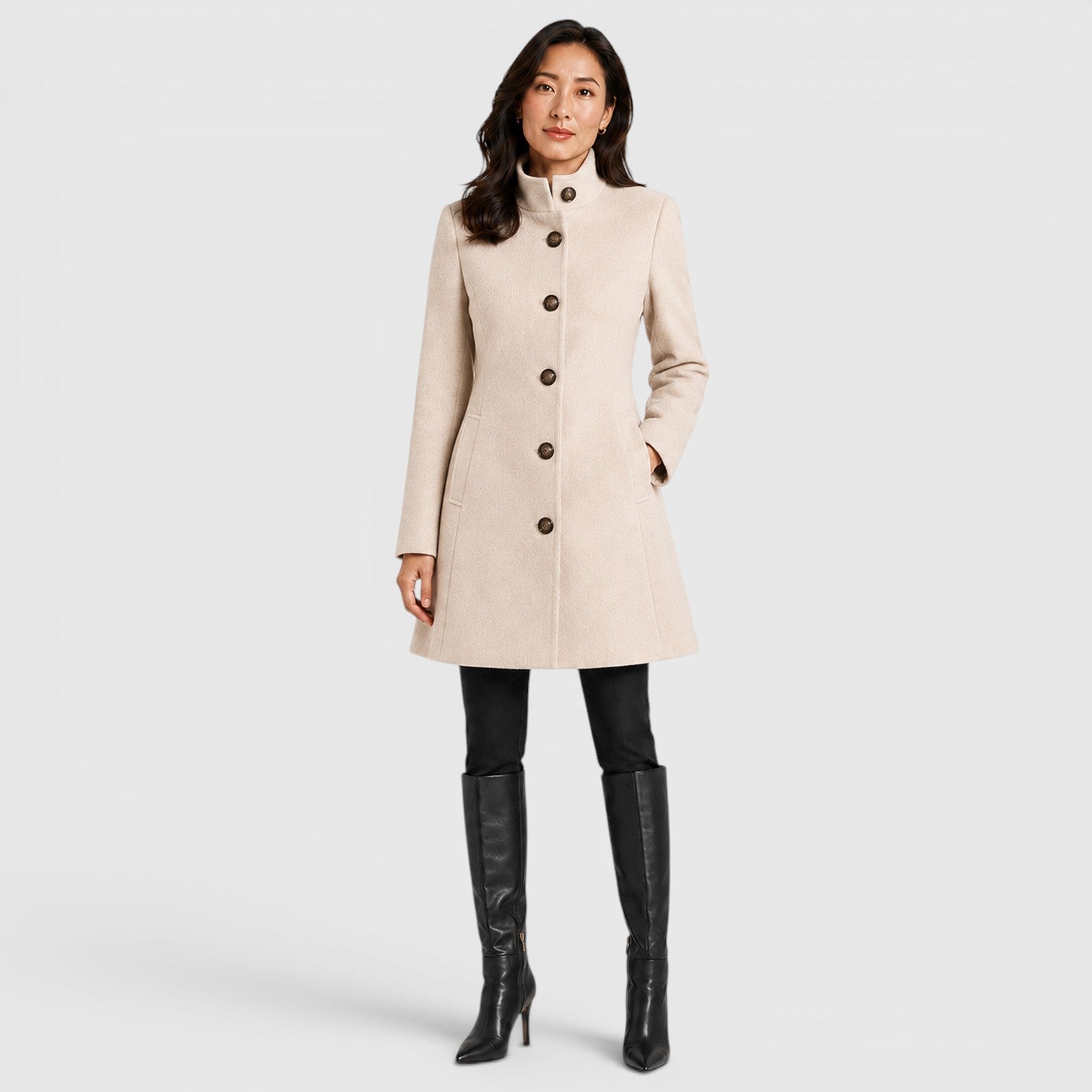 Monvaline | Women's Elegant Stand Collar Coat for Daily Outerwear