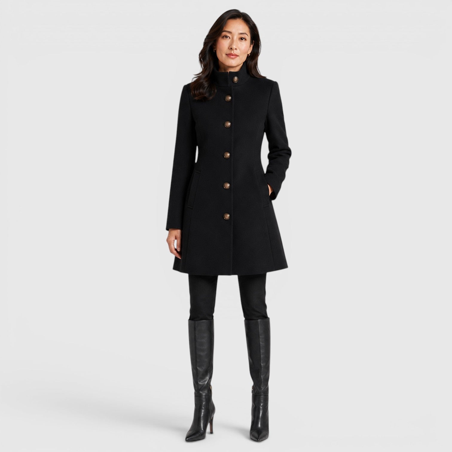 Monvaline | Women's Elegant Stand Collar Coat for Daily Outerwear