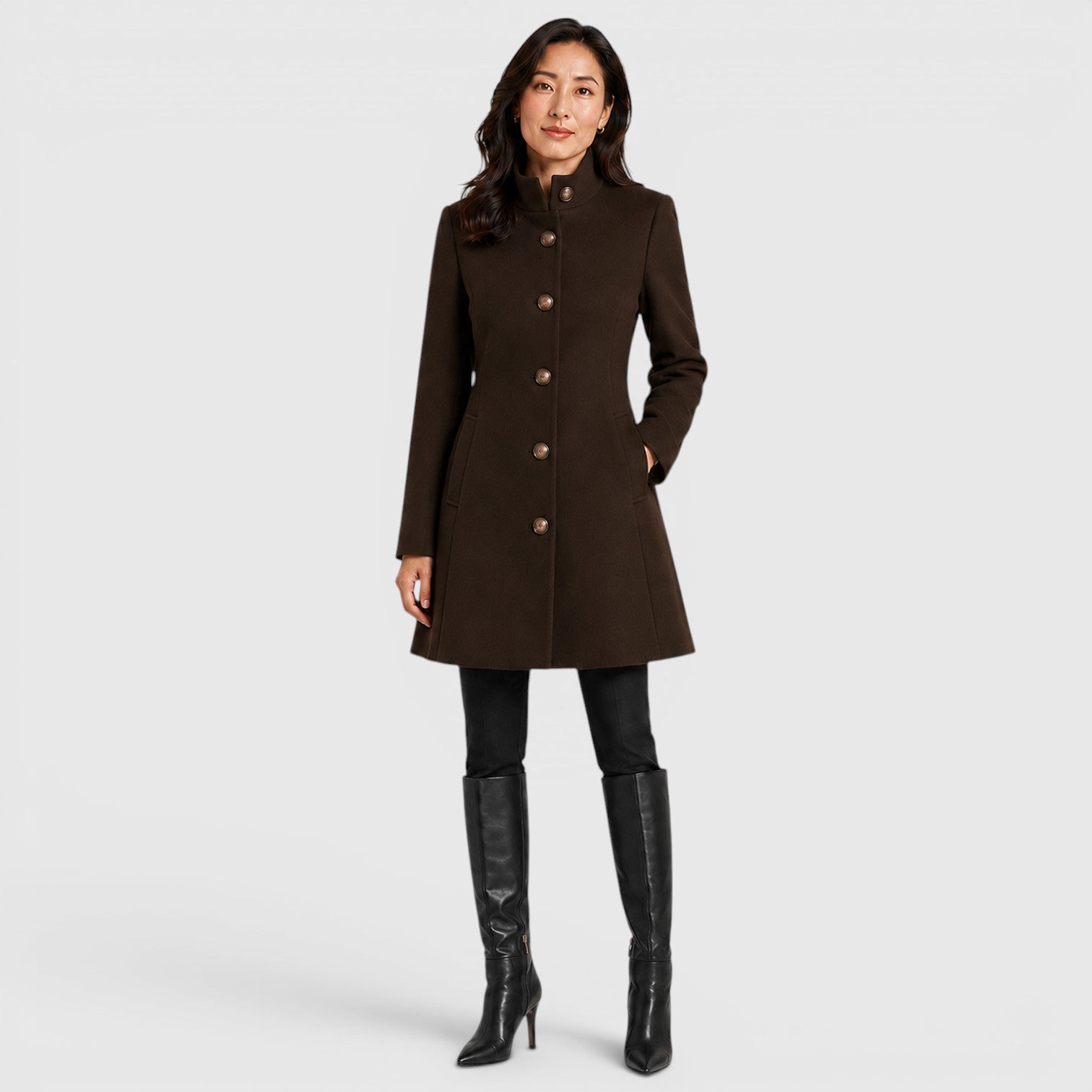 Monvaline | Women's Elegant Stand Collar Coat for Daily Outerwear