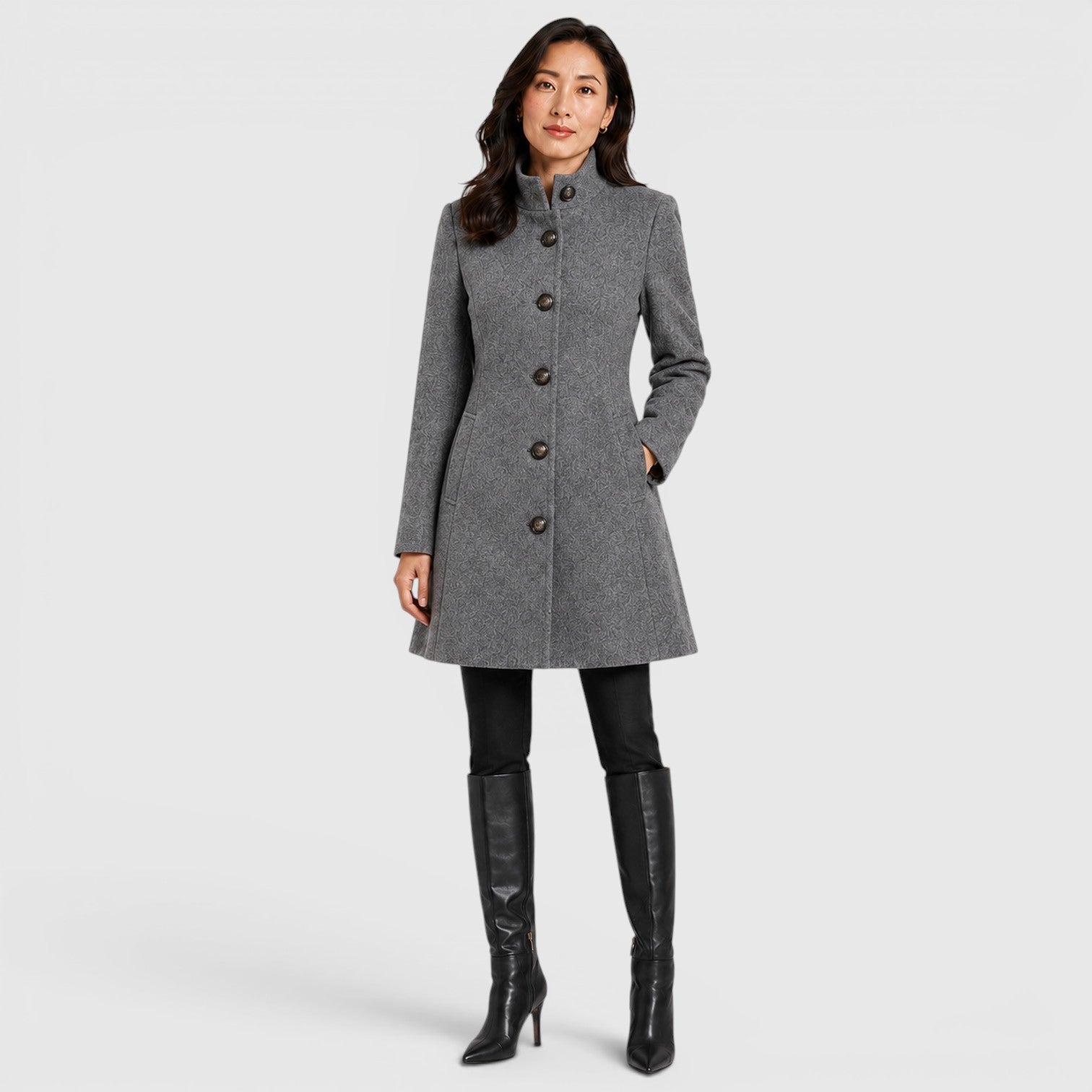 Monvaline | Women's Elegant Stand Collar Coat for Daily Outerwear