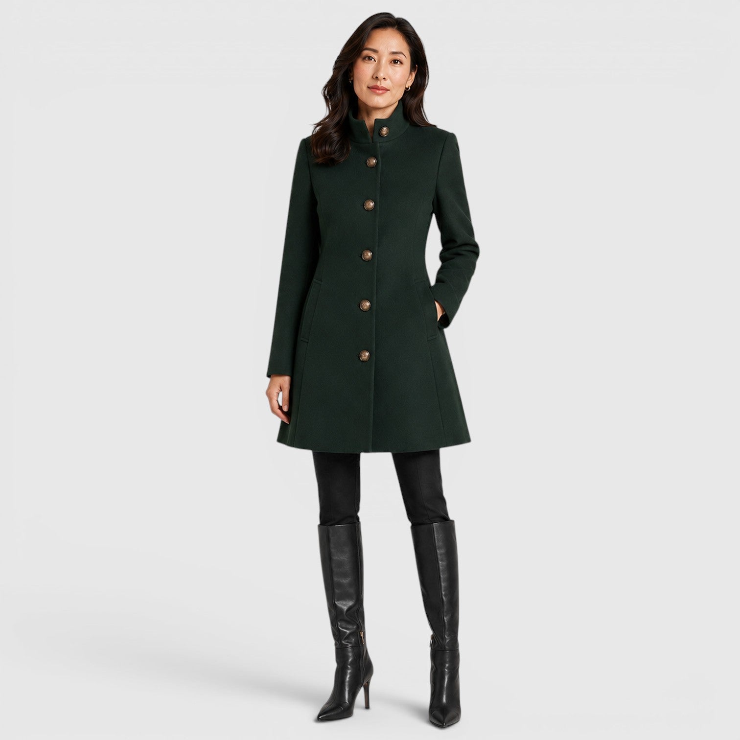 Monvaline | Women's Elegant Stand Collar Coat for Daily Outerwear