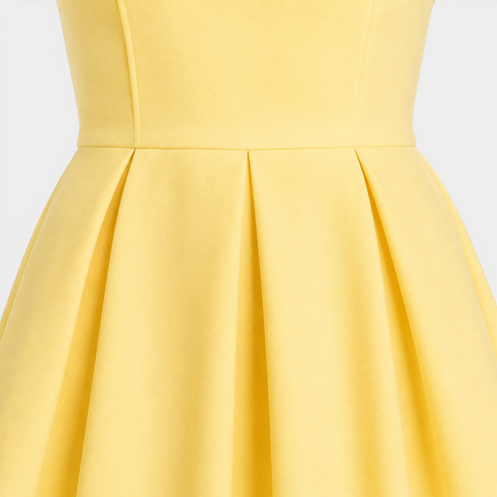 Monvaline | Women's Elegant Tube Top Dress – Pleated Formal Midi Dress