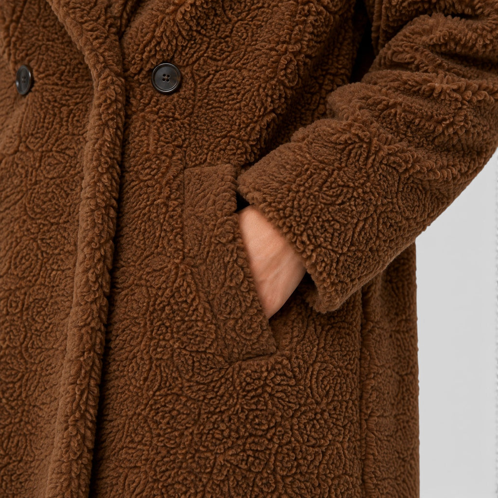 Monvaline | Women's Faux Fleece Coat – Hooded Long Design