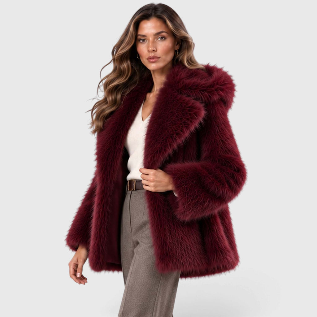 Monvaline | Women's Faux Fur Coat Soft Plush Short Winter Coat