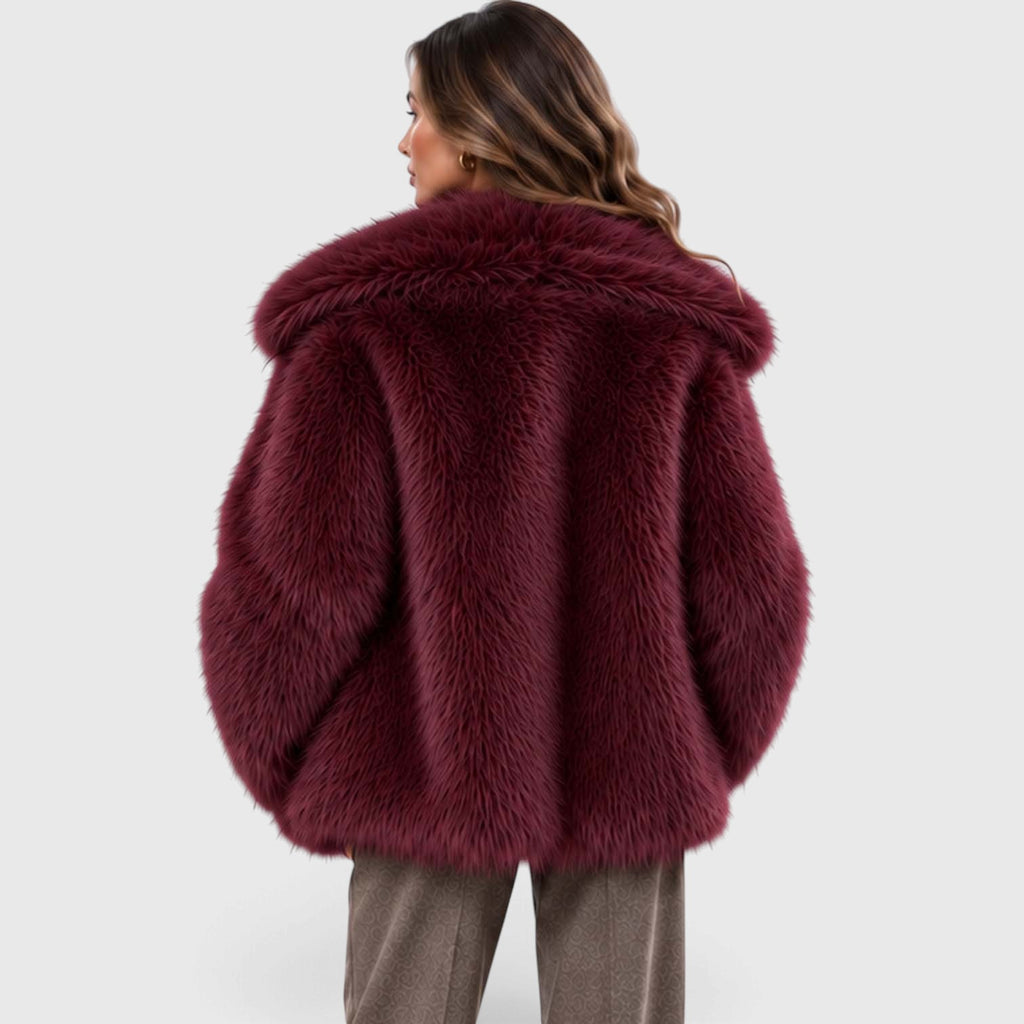 Monvaline | Women's Faux Fur Coat Soft Plush Short Winter Coat