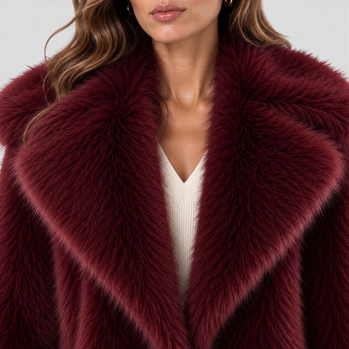 Monvaline | Women's Faux Fur Coat Soft Plush Short Winter Coat