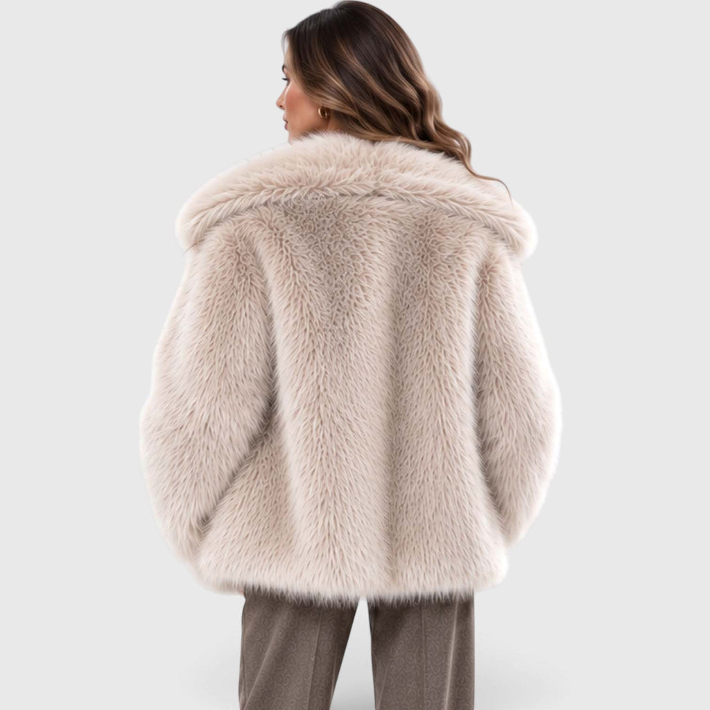 Monvaline | Women's Faux Fur Coat Soft Plush Short Winter Coat