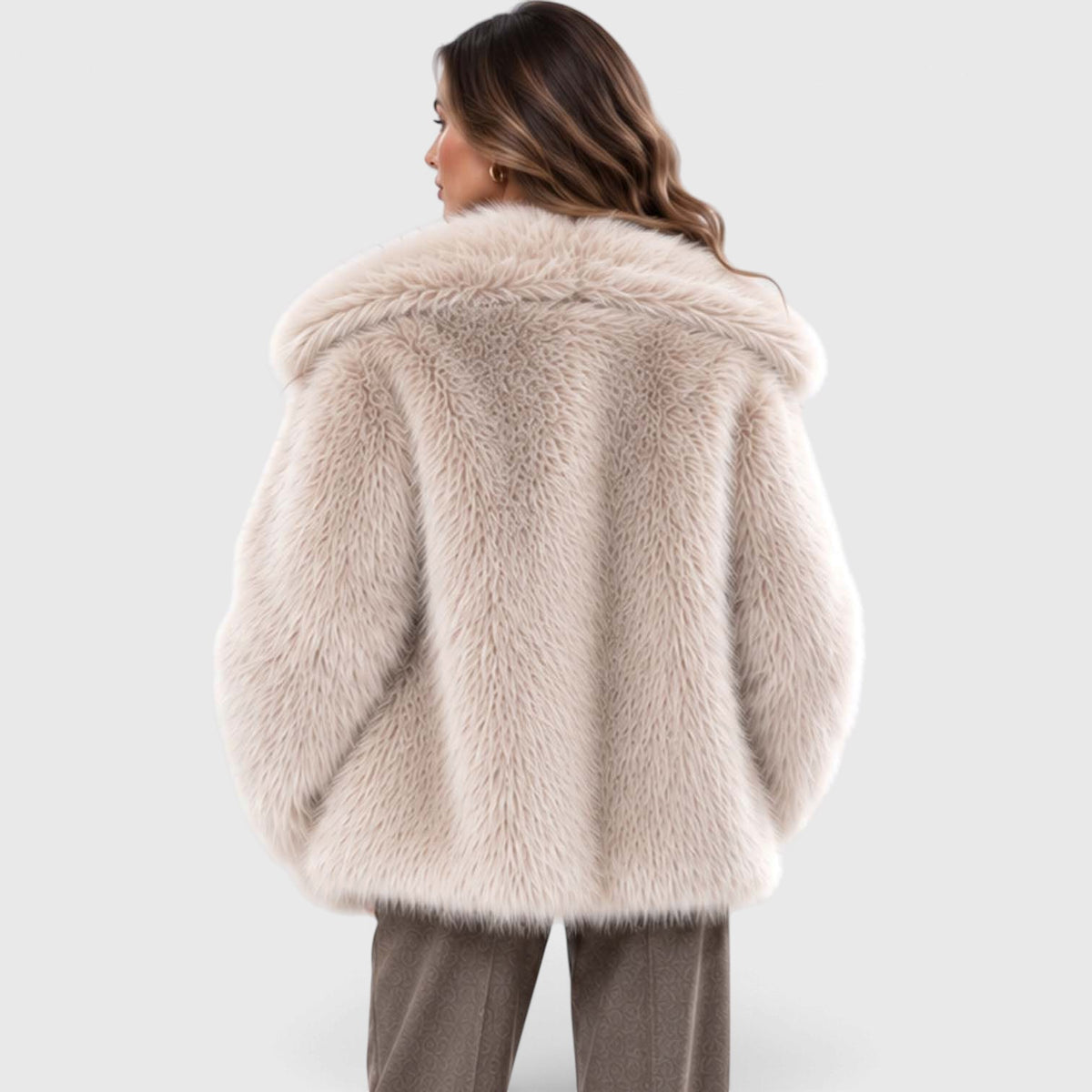 Monvaline | Women's Faux Fur Coat Soft Plush Short Winter Coat
