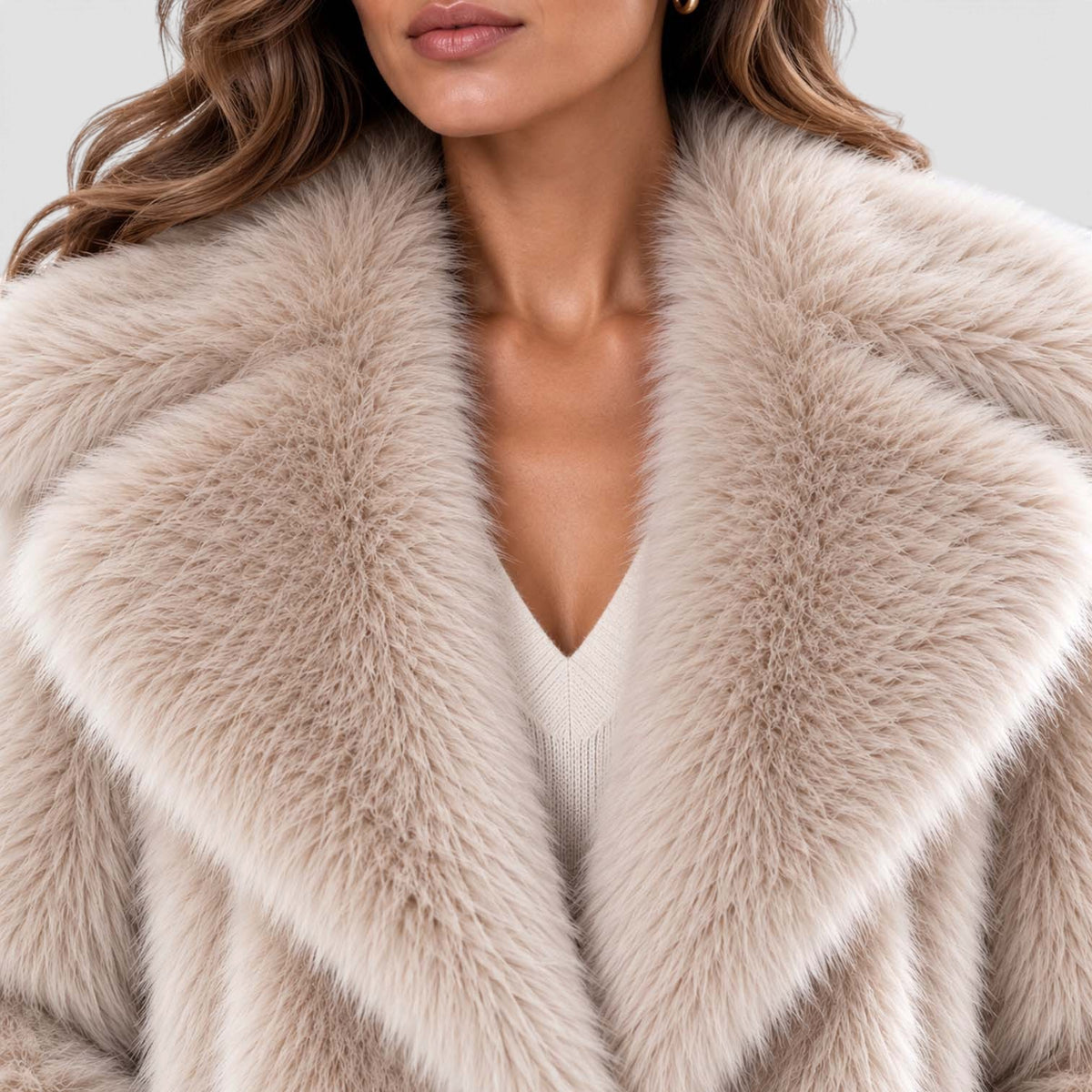 Monvaline | Women's Faux Fur Coat Soft Plush Short Winter Coat
