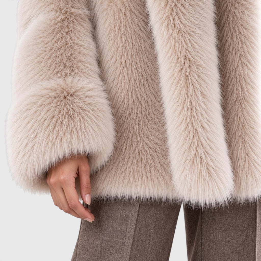 Monvaline | Women's Faux Fur Coat Soft Plush Short Winter Coat