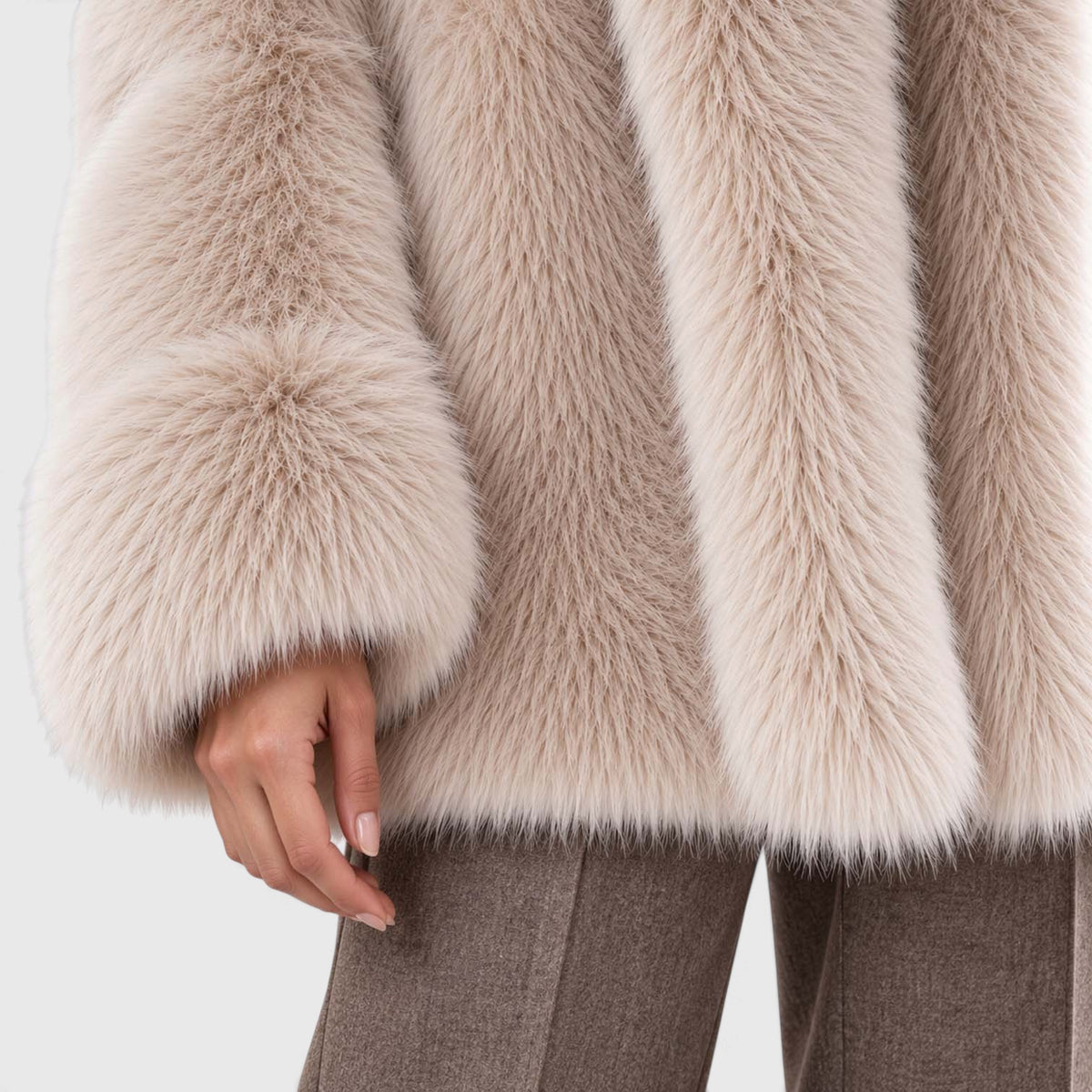 Monvaline | Women's Faux Fur Coat Soft Plush Short Winter Coat