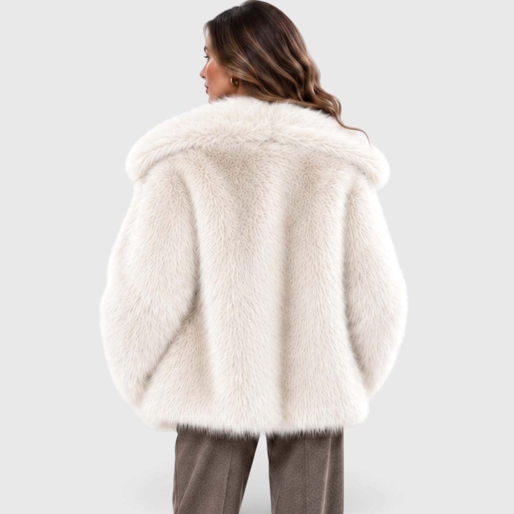 Monvaline | Women's Faux Fur Coat Soft Plush Short Winter Coat