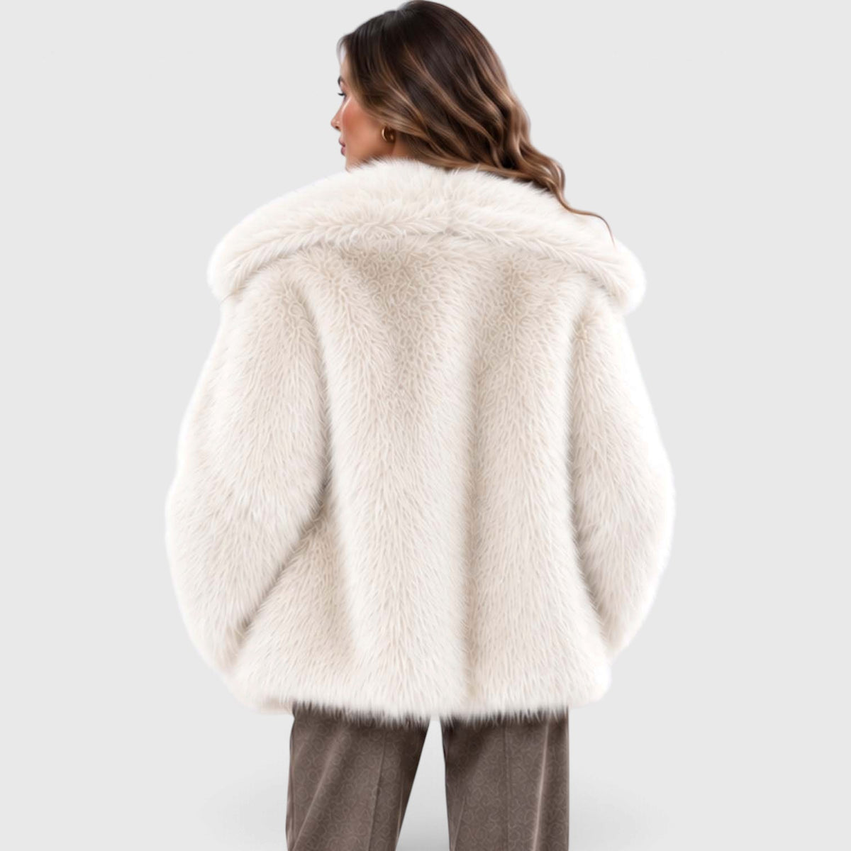 Monvaline | Women's Faux Fur Coat Soft Plush Short Winter Coat