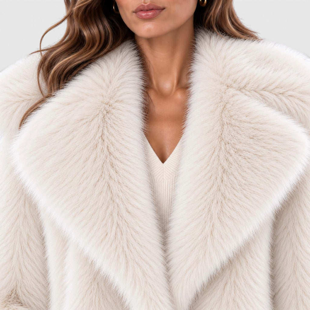 Monvaline | Women's Faux Fur Coat Soft Plush Short Winter Coat