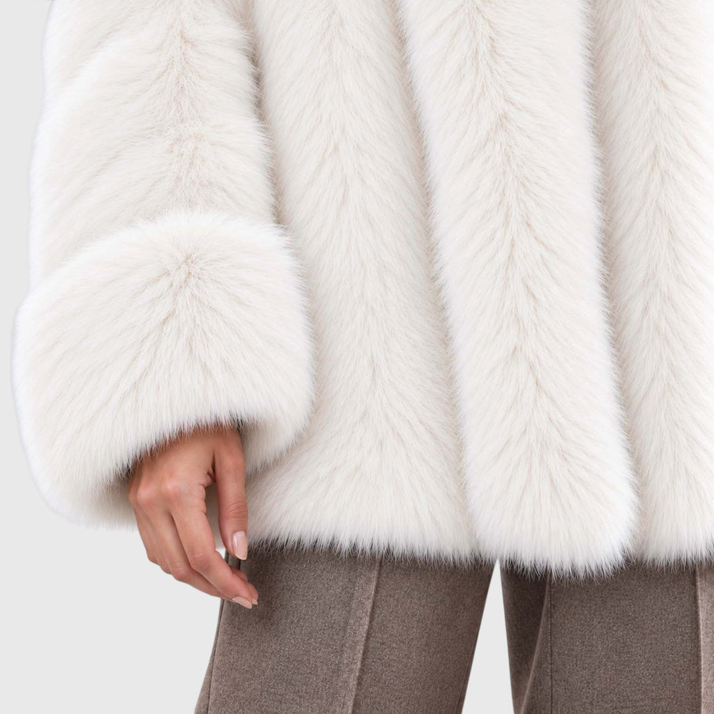Monvaline | Women's Faux Fur Coat Soft Plush Short Winter Coat