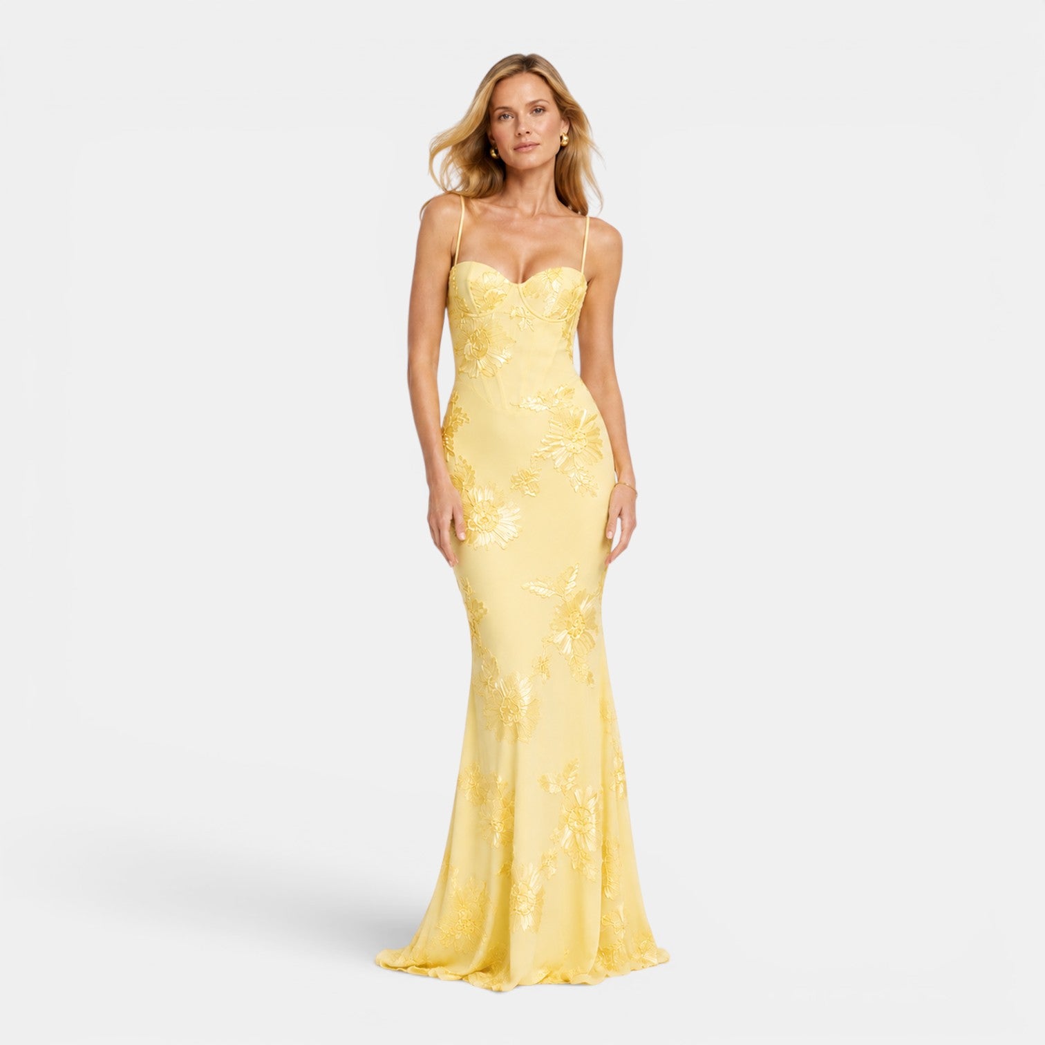 Monvaline | Women's Floral Formal Dress Sleeveless Slimming Maxi Gown