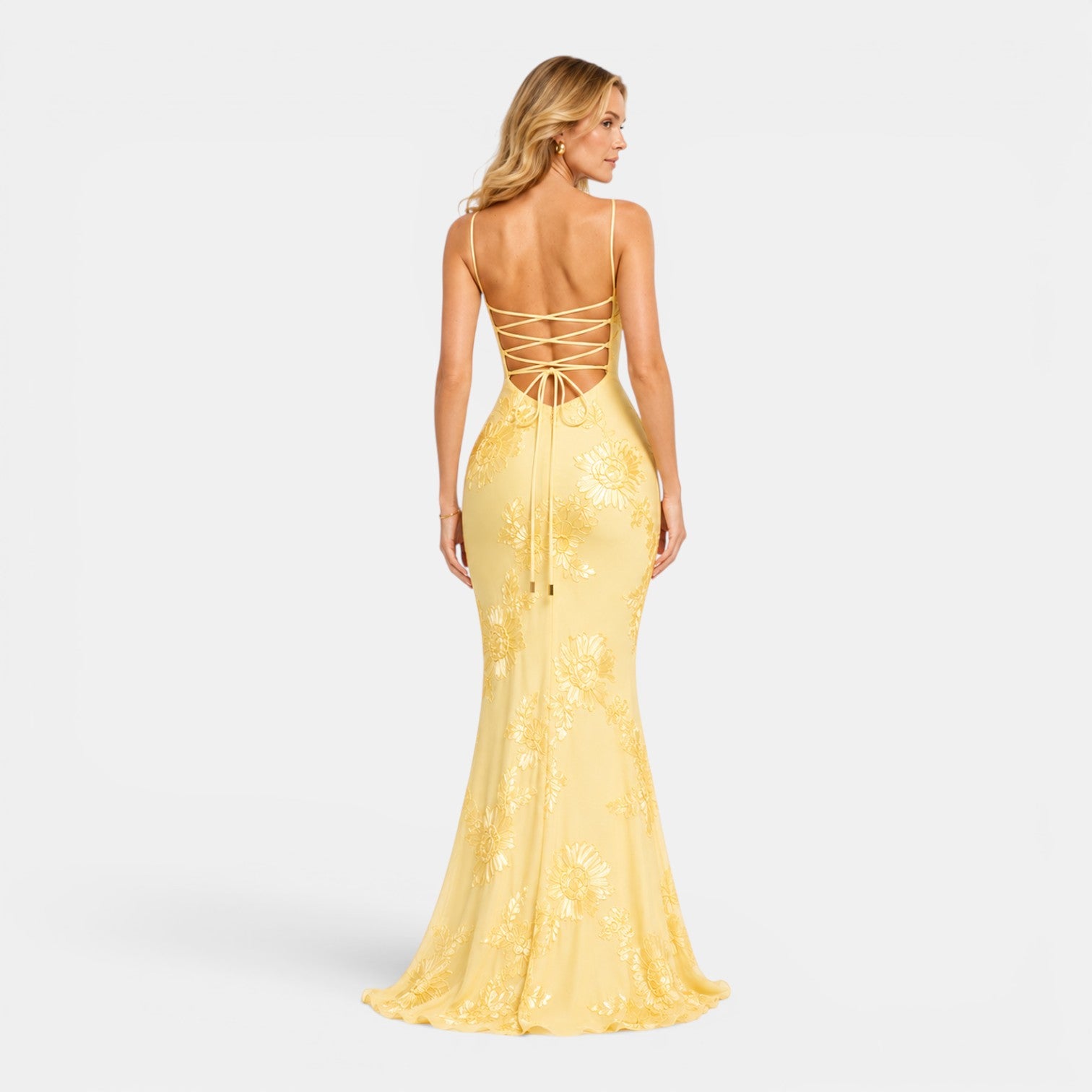 Monvaline | Women's Floral Formal Dress Sleeveless Slimming Maxi Gown