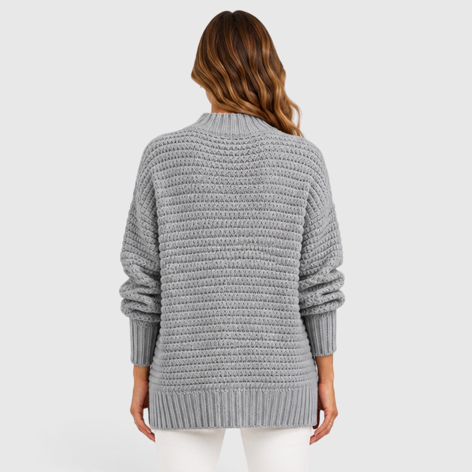 Monvaline | Women's Half High Neck Loose Fit Knit Jumper