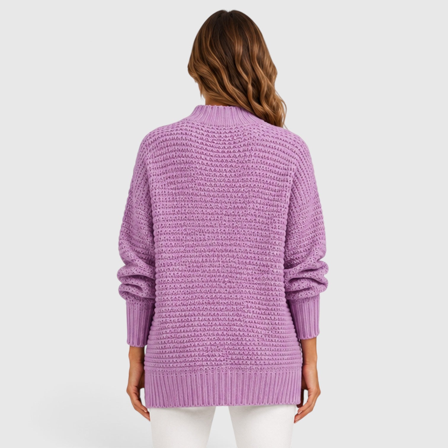 Monvaline | Women's Half High Neck Loose Fit Knit Jumper
