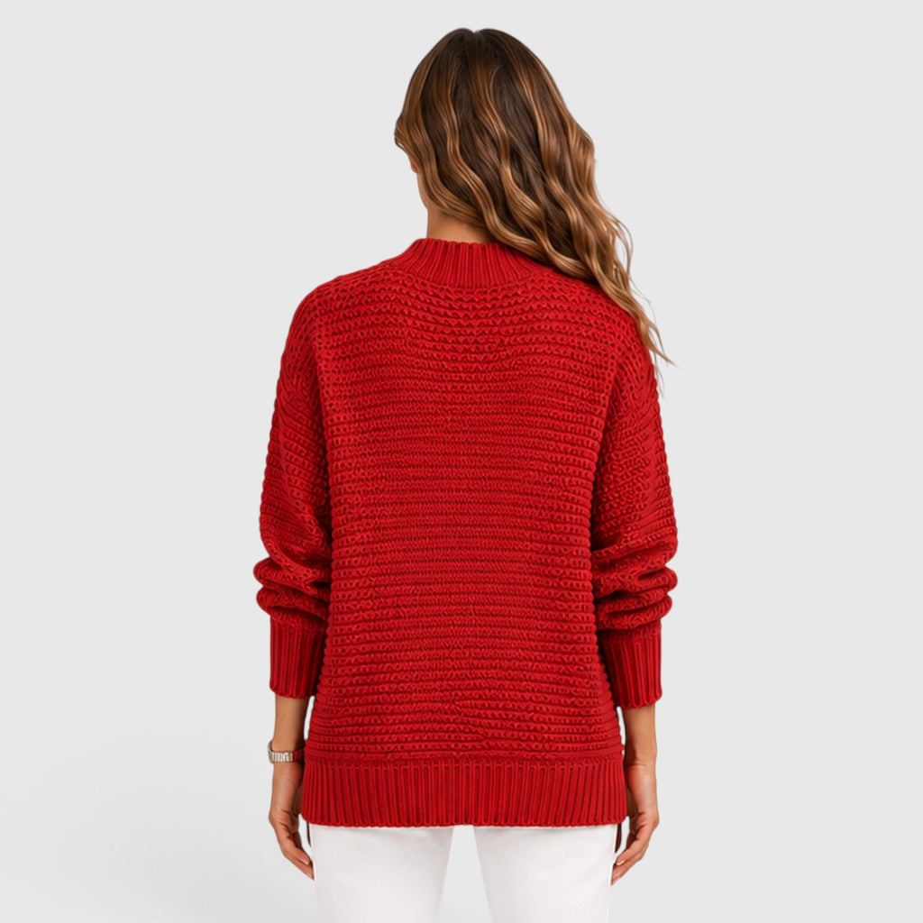 Monvaline | Women's Half High Neck Loose Fit Knit Jumper