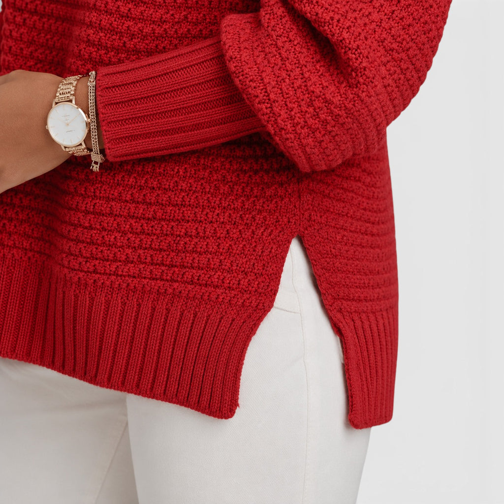 Monvaline | Women's Half High Neck Loose Fit Knit Jumper