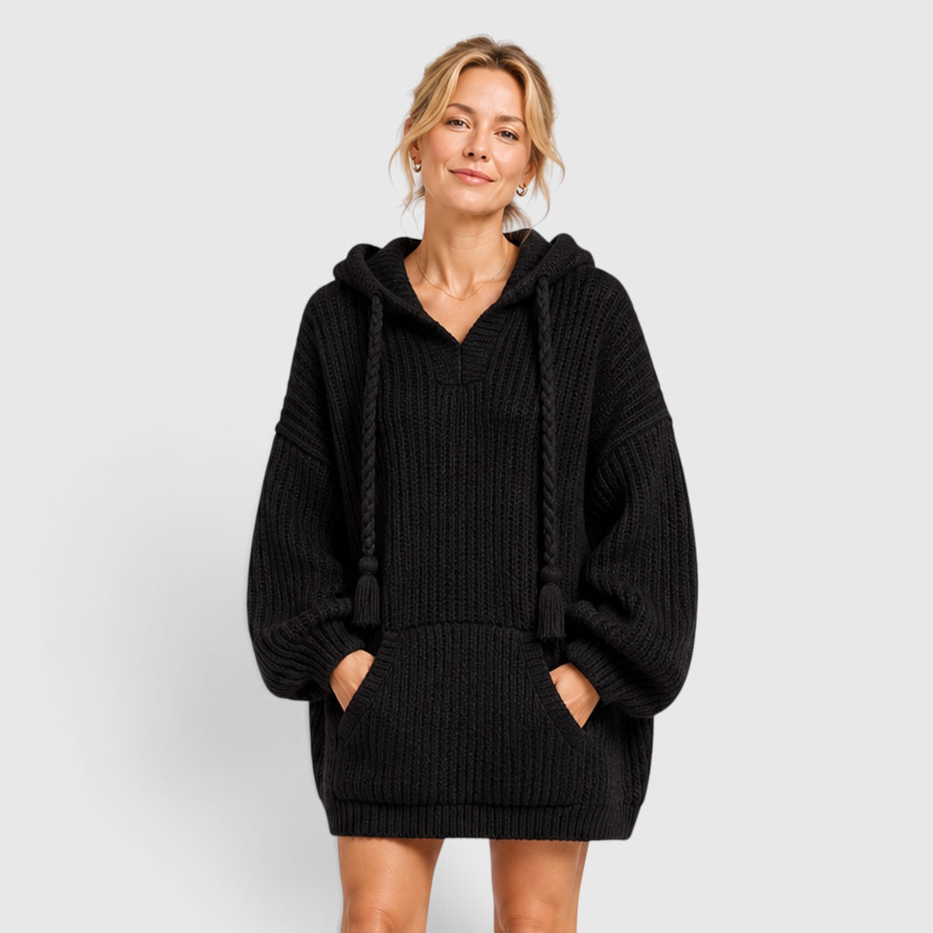 Monvaline | Women's Hooded Knit Jumper Oversized Relaxed Fit