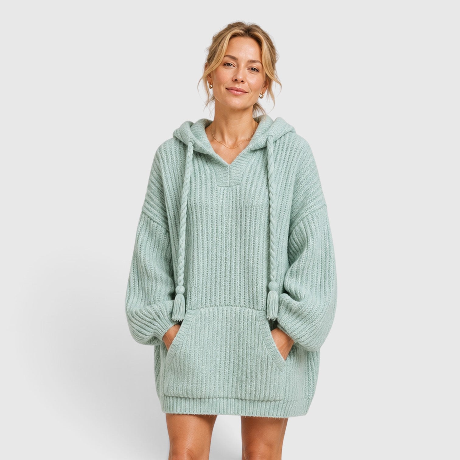 Monvaline | Women's Hooded Knit Jumper Oversized Relaxed Fit