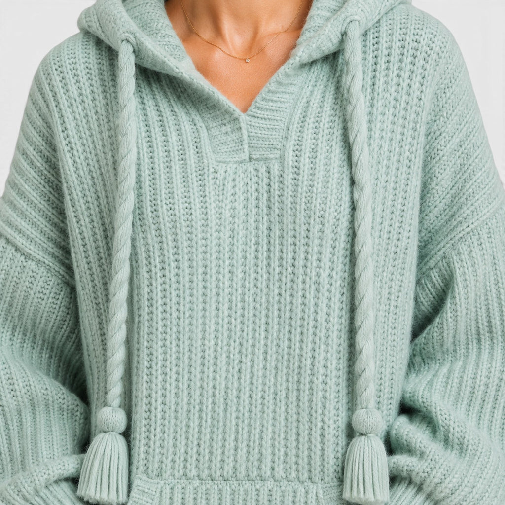 Monvaline | Women's Hooded Knit Jumper Oversized Relaxed Fit