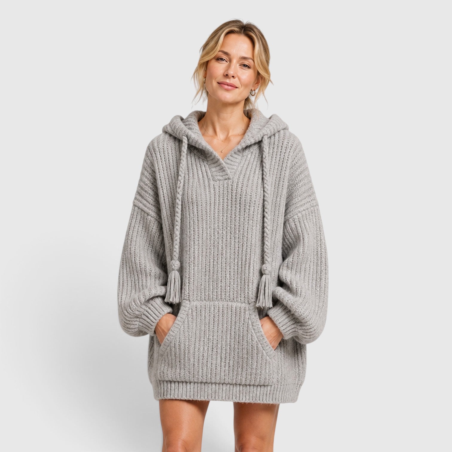 Monvaline | Women's Hooded Knit Jumper Oversized Relaxed Fit