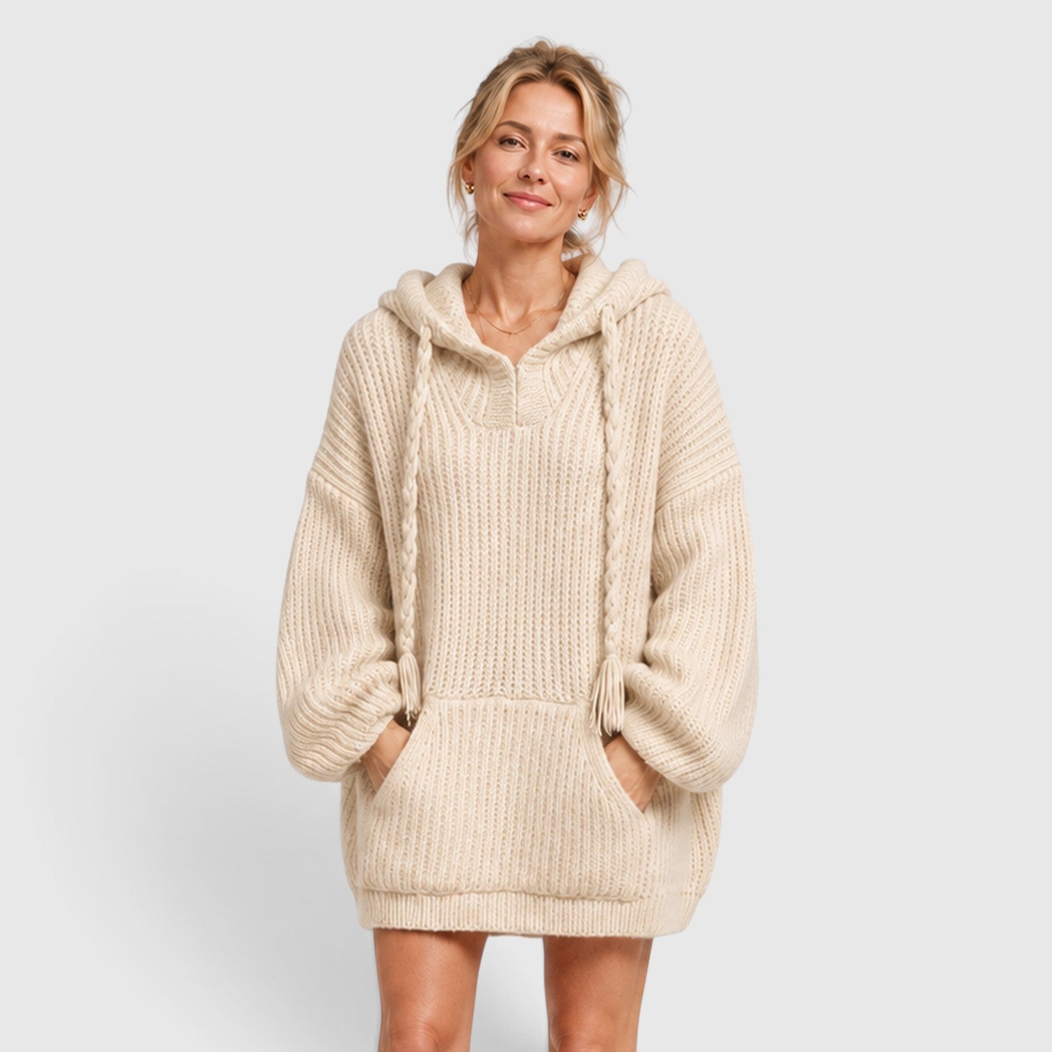 Monvaline | Women's Hooded Knit Jumper Oversized Relaxed Fit