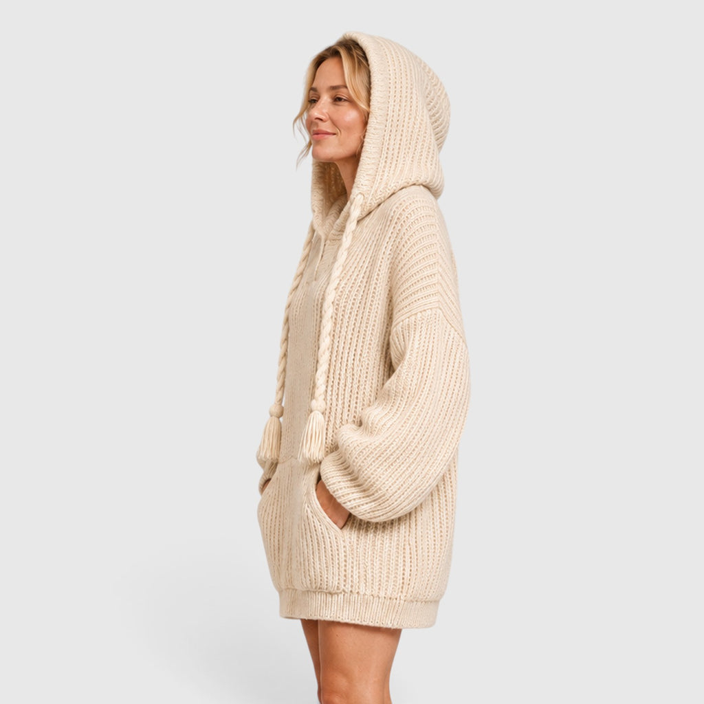 Monvaline | Women's Hooded Knit Jumper Oversized Relaxed Fit