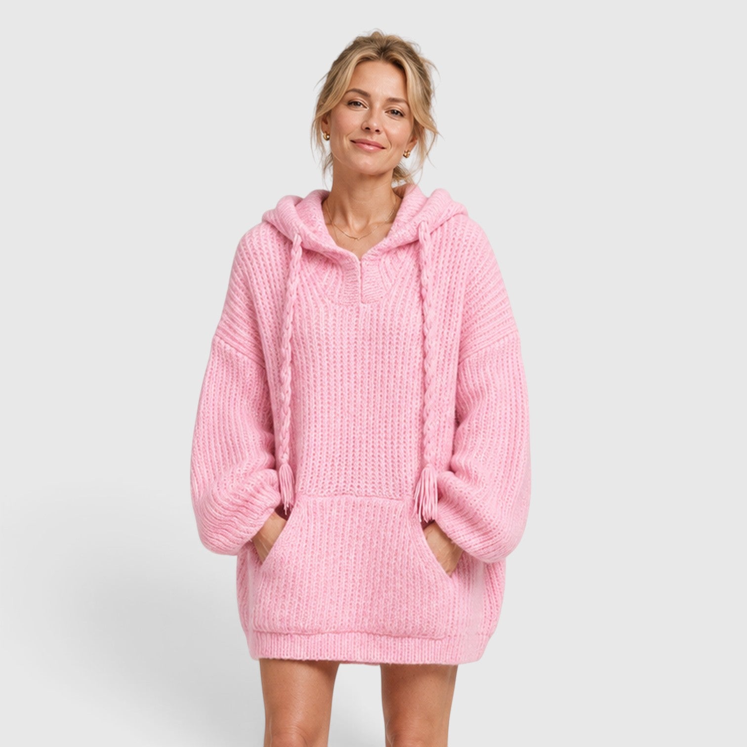 Monvaline | Women's Hooded Knit Jumper Oversized Relaxed Fit