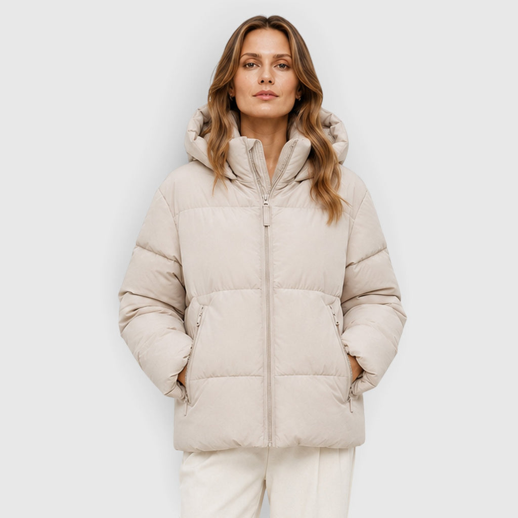 Monvaline | Women's Hooded Lightweight Puffer Jacket – Quilted Zip-Up