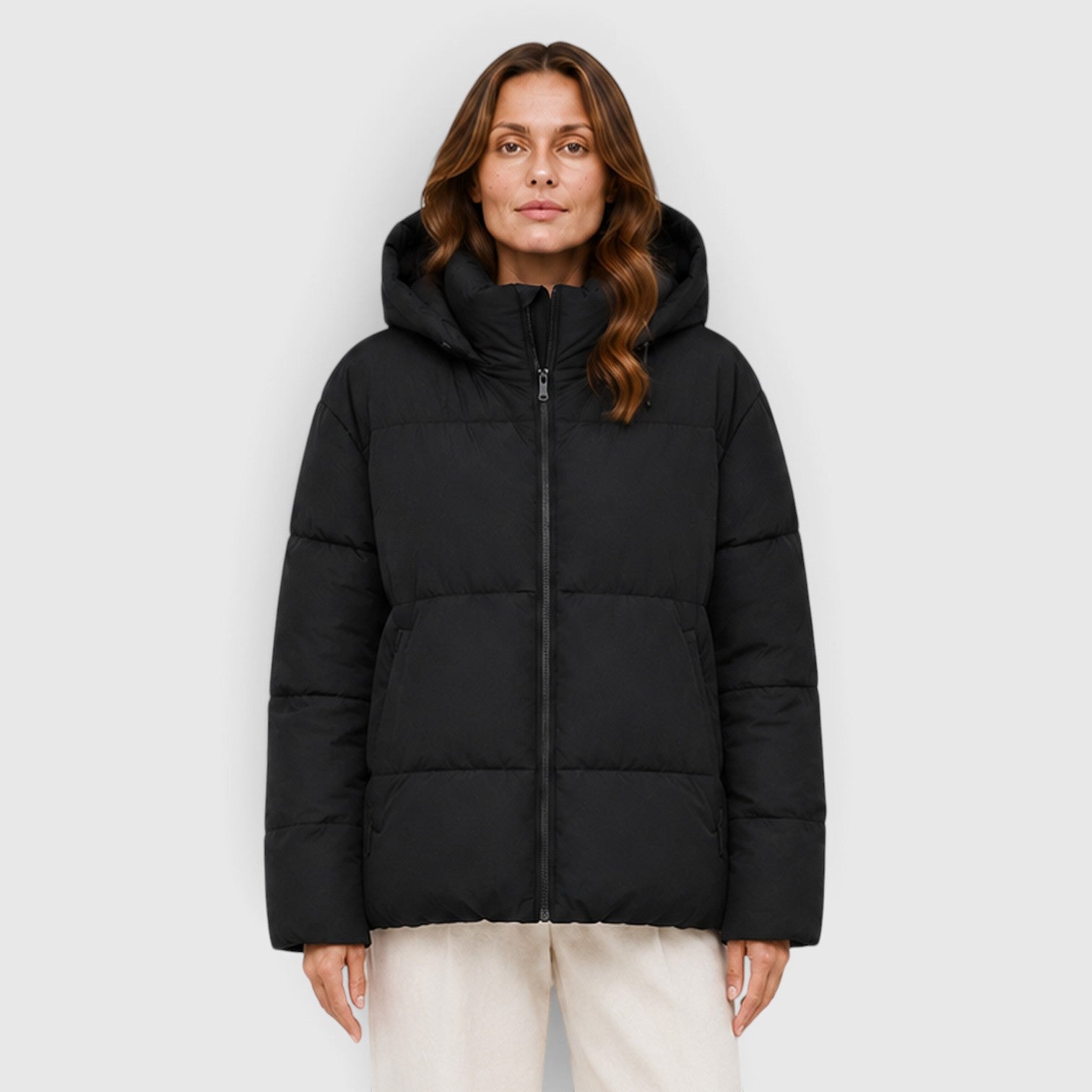 Monvaline | Women's Hooded Lightweight Puffer Jacket – Quilted Zip-Up