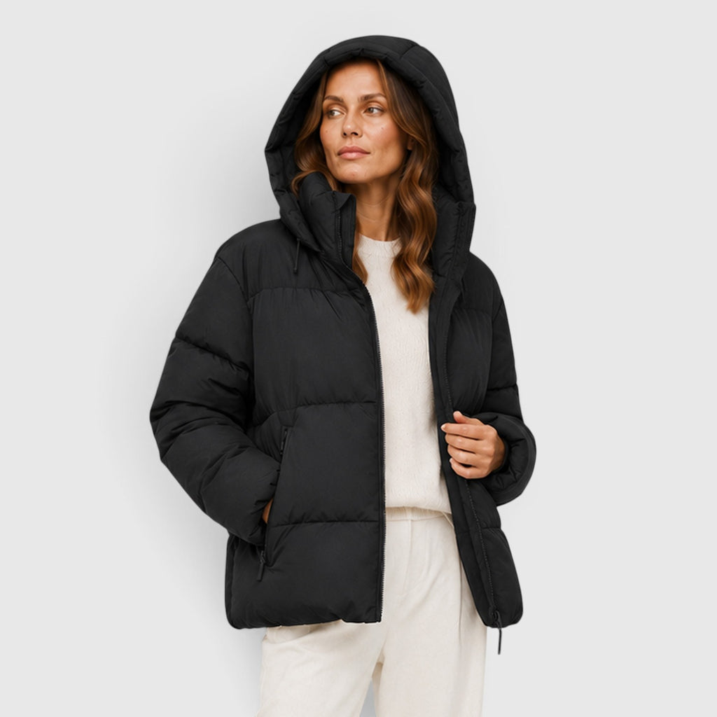 Monvaline | Women's Hooded Lightweight Puffer Jacket – Quilted Zip-Up