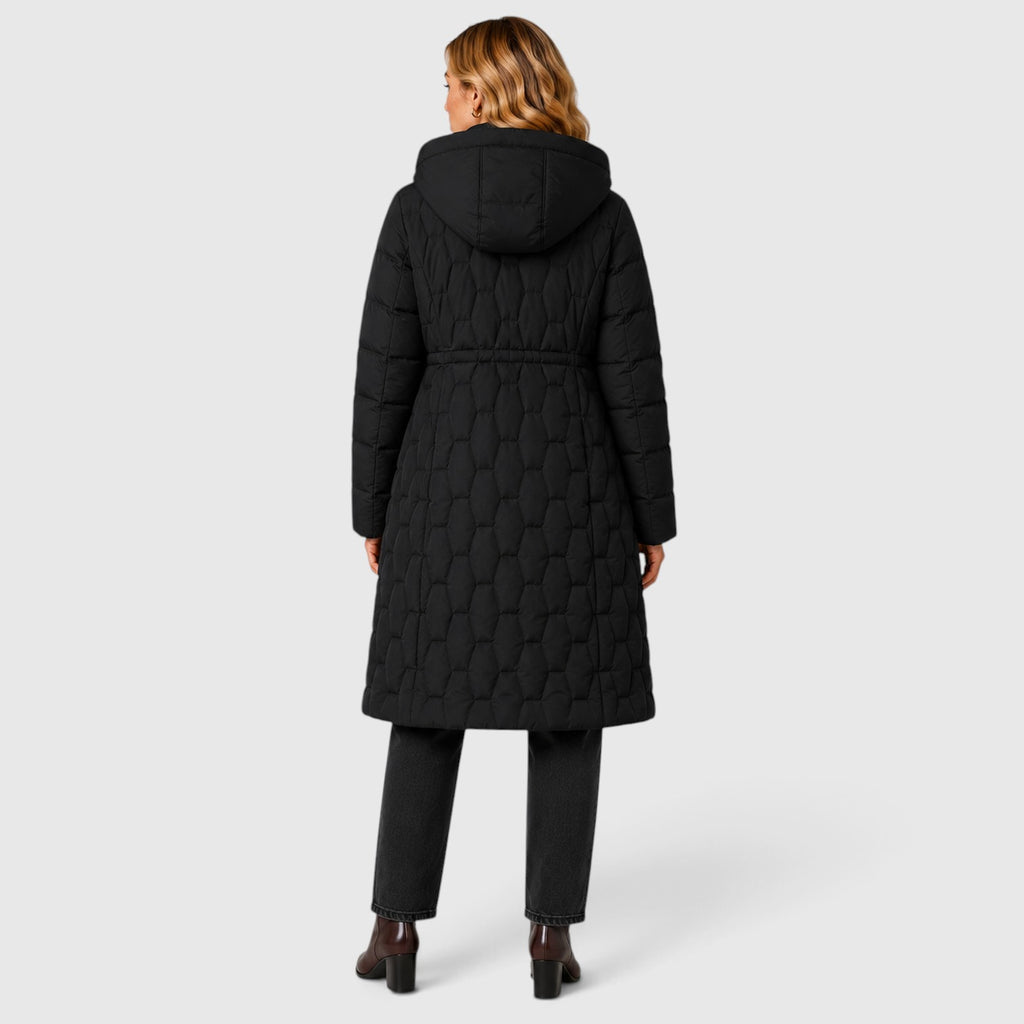 Monvaline | Women's Hooded Long Puffer Coat – Quilted Winter Jacket