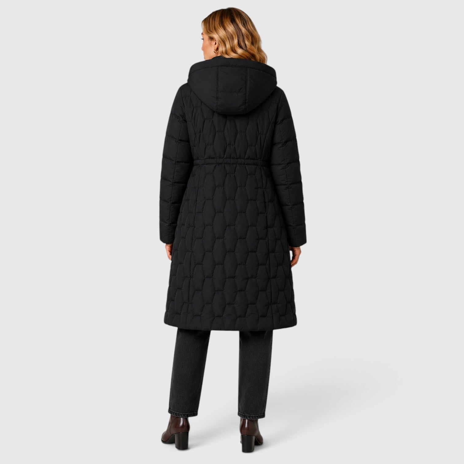 Monvaline | Women's Hooded Long Puffer Coat – Quilted Winter Jacket