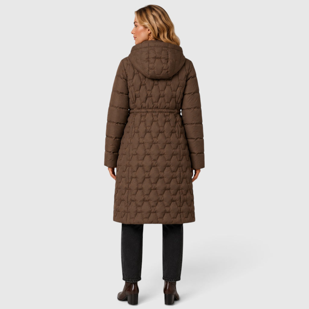 Monvaline | Women's Hooded Long Puffer Coat – Quilted Winter Jacket
