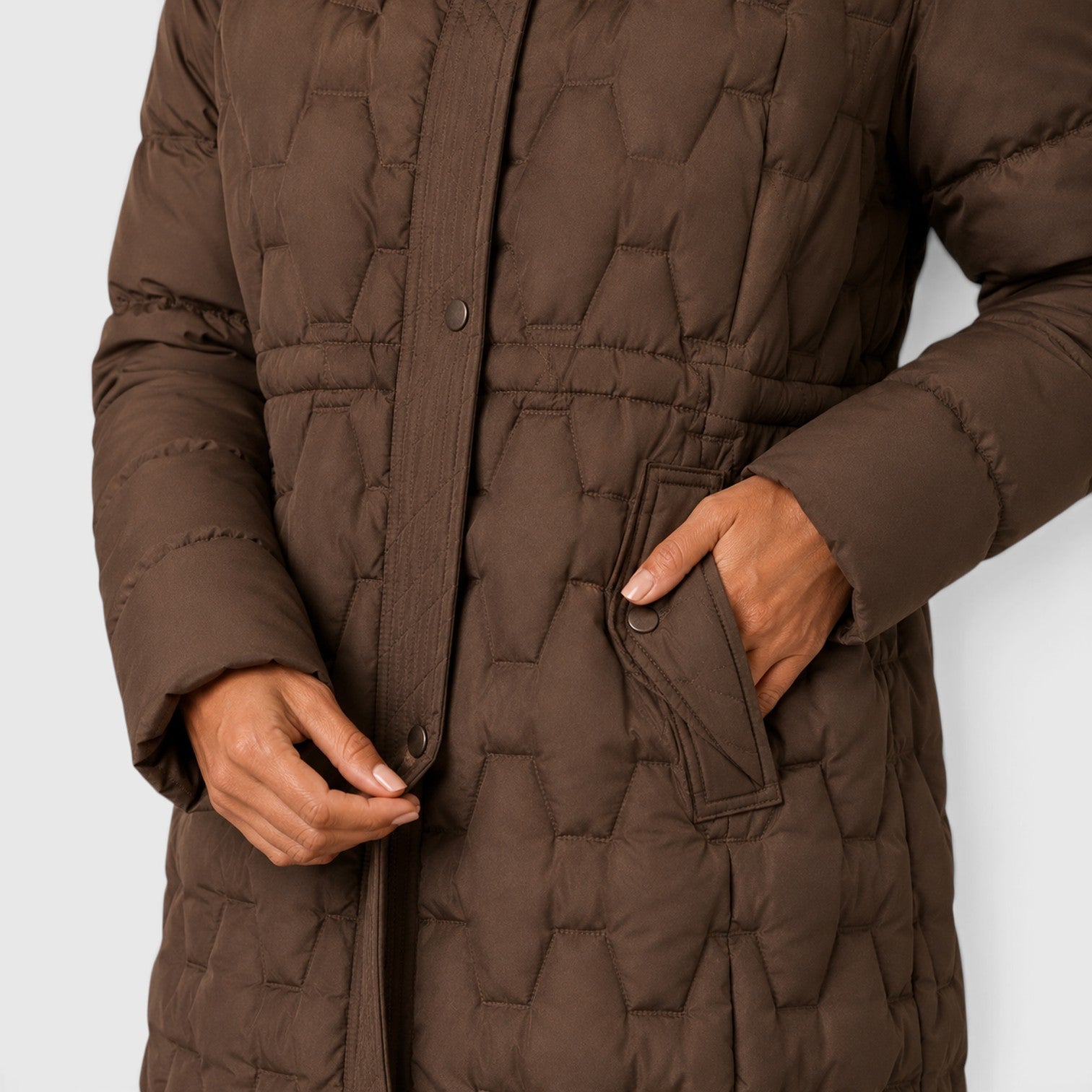 Monvaline | Women's Hooded Long Puffer Coat – Quilted Winter Jacket