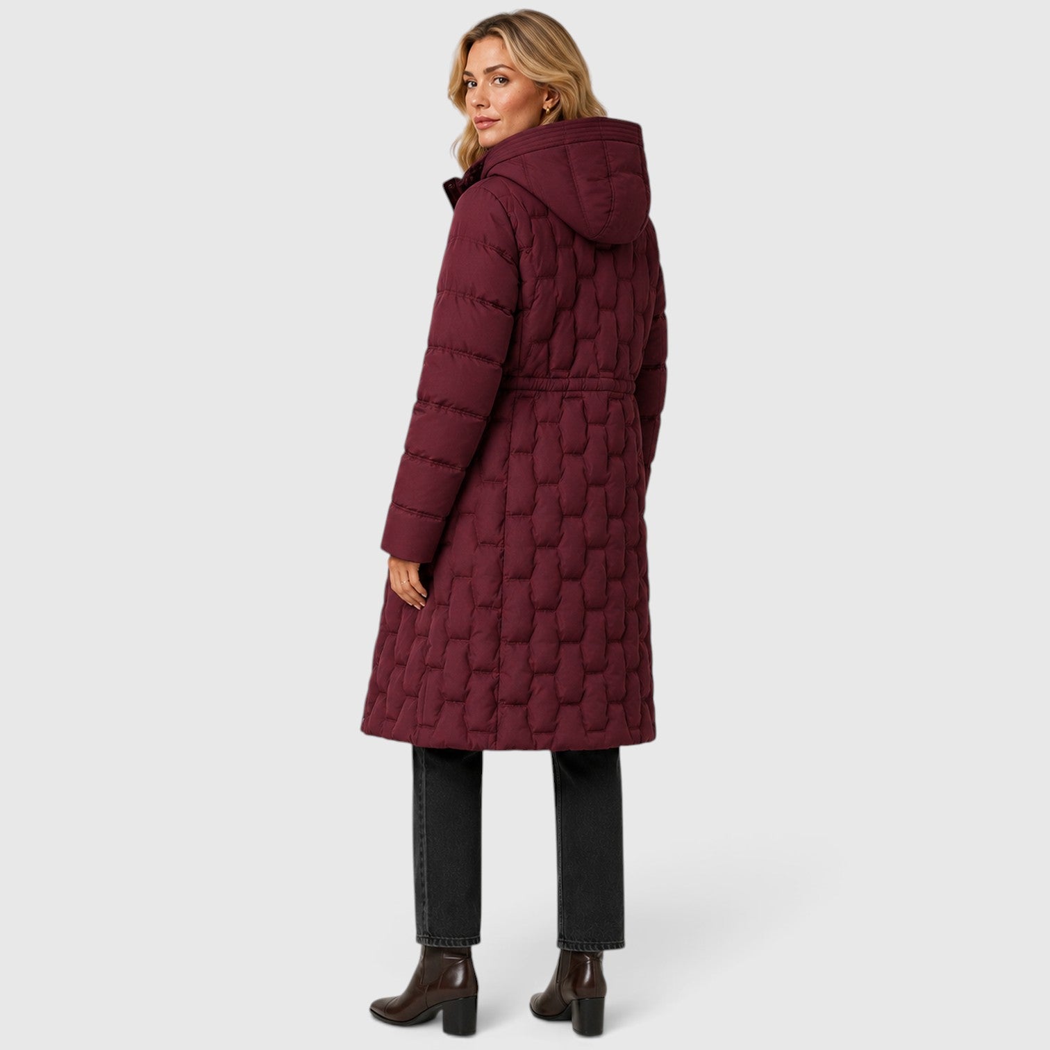 Monvaline | Women's Hooded Long Puffer Coat – Quilted Winter Jacket