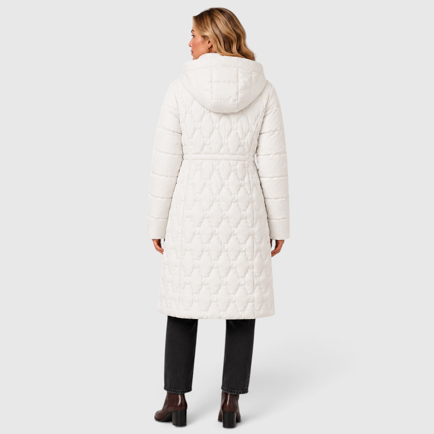 Monvaline | Women's Hooded Long Puffer Coat – Quilted Winter Jacket