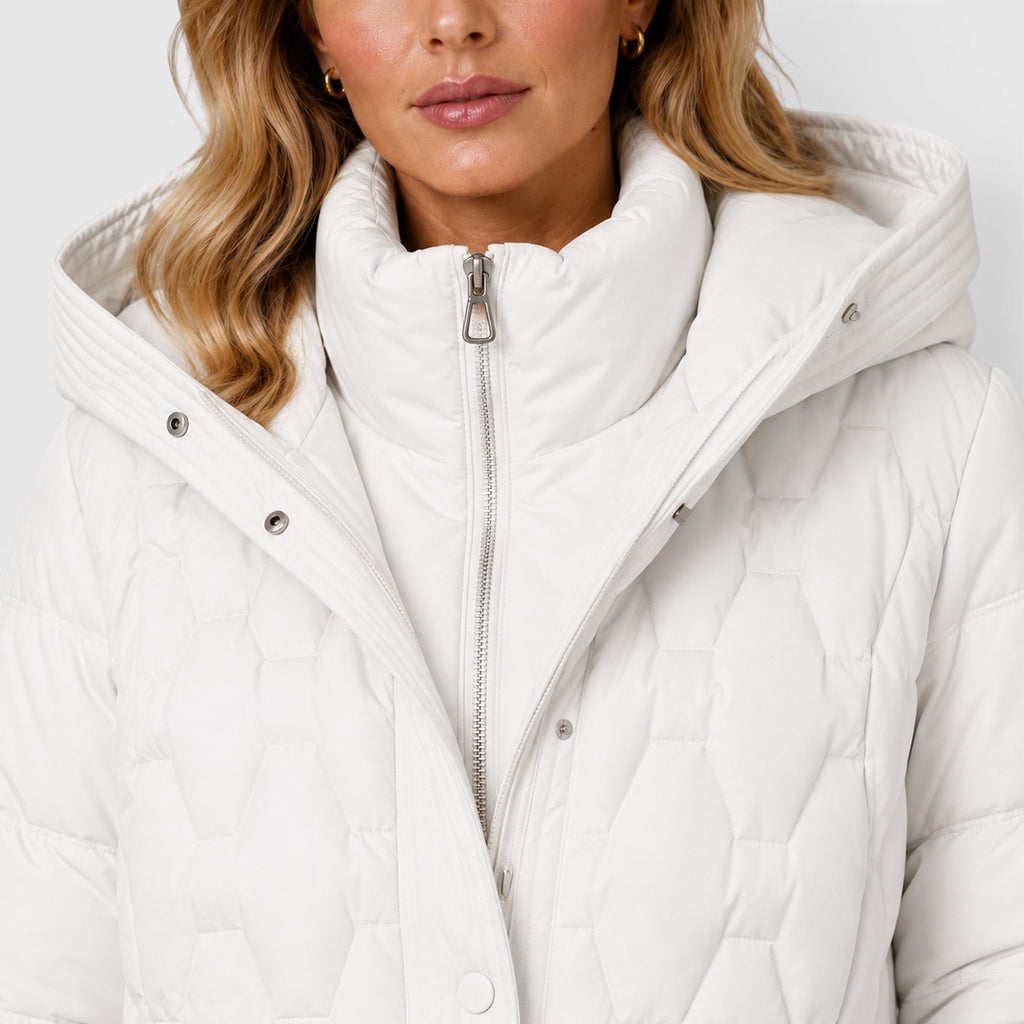 Monvaline | Women's Hooded Long Puffer Coat – Quilted Winter Jacket