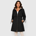 Monvaline | Women's Hooded Longline Zip Jacket – Adjustable Drawstring Waist